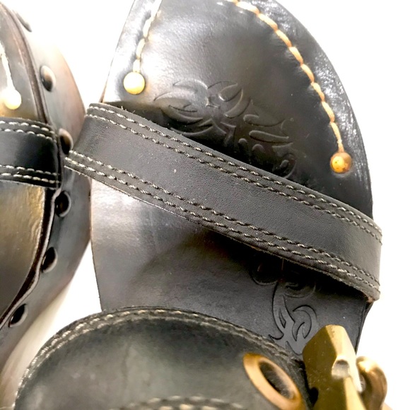 DIEGO DI LUCCA Whimsigoth Y2K leather wood platform sandals 9 - Picture 8 of 12